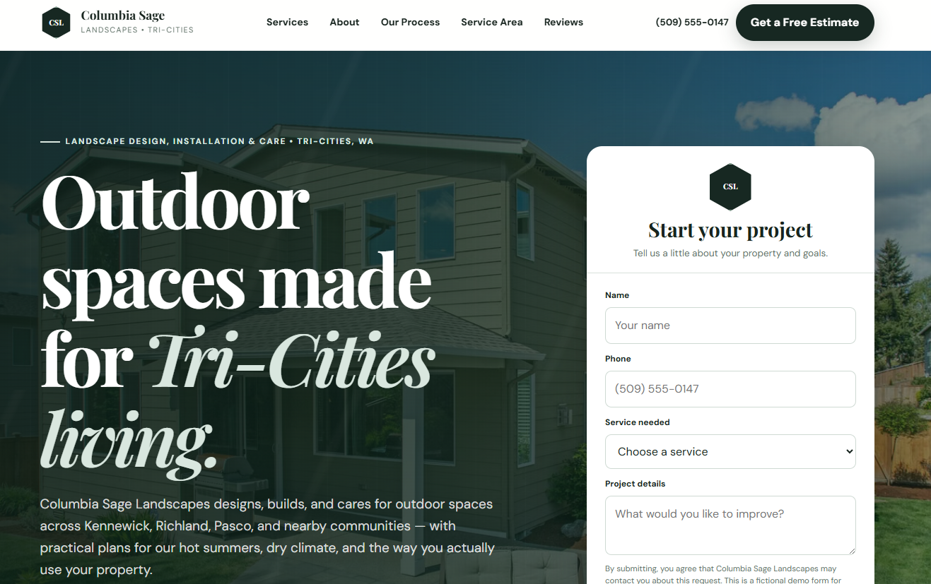 Landscaping website design concept