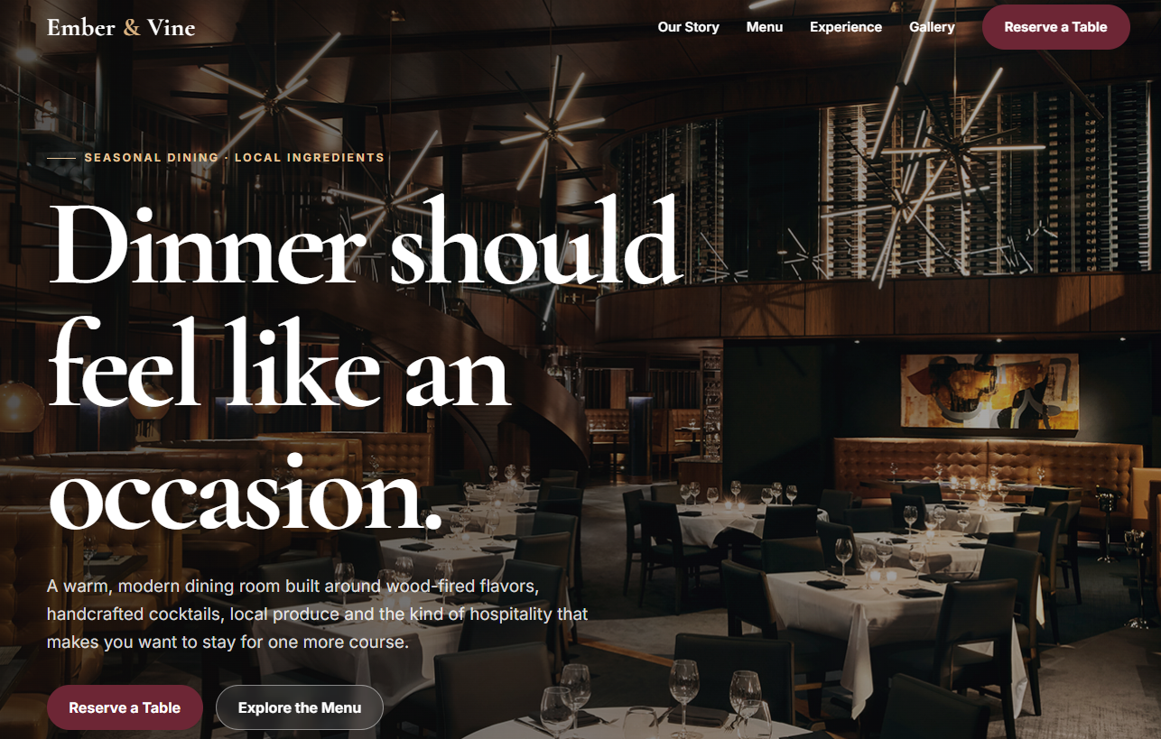 Restaurant website design concept