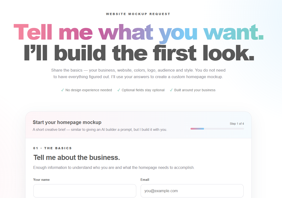 Custom website mockup concept