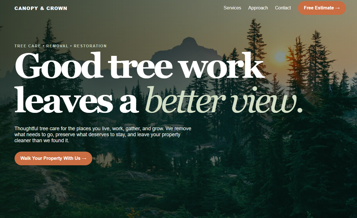 Tree service website design concept